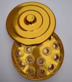 Bandeja De Santa Ceia Em Dourado Para 14 Clices